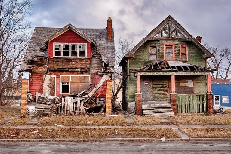 Old run-down house before renovation
