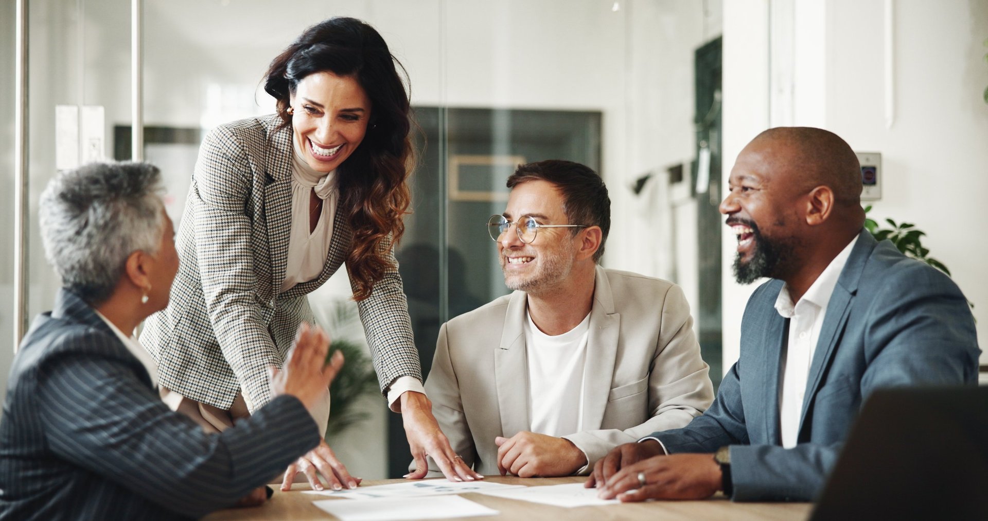 Business people in office for finance investment with documents and paperwork