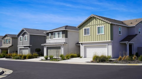 Newly built single family homes in residential community